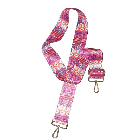 Zooeass Southwestern Print Pink Multi Crossbody Bag Strap Gold Tone Hardware - Picture 1 of 5